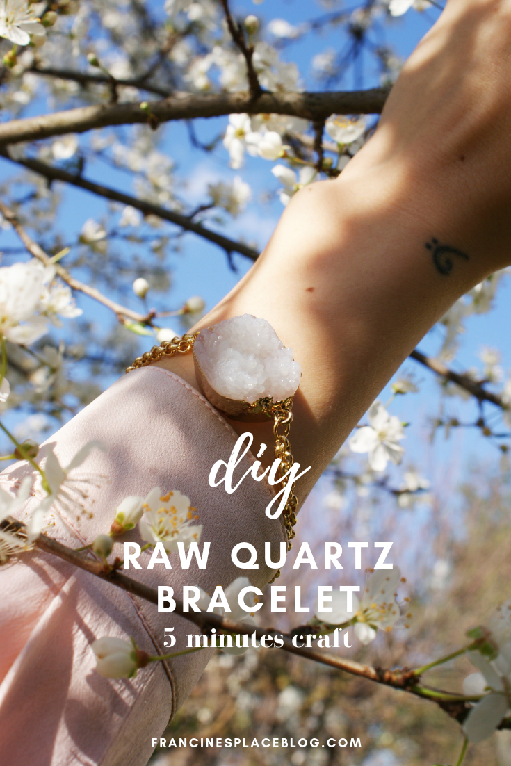 diy raw quartz bracelet jewelry easy tutorial gold francinesplaceblog