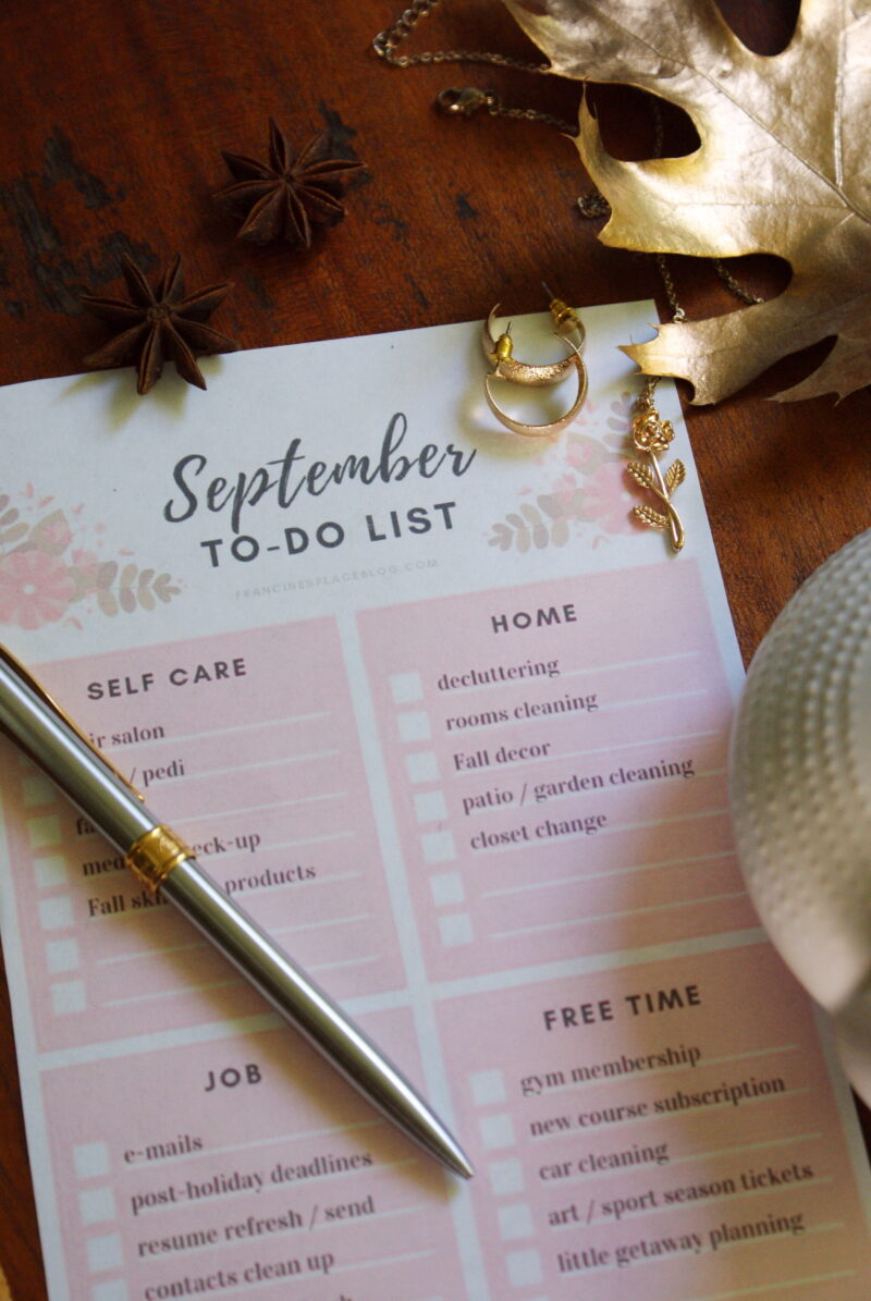 SEPTEMBER TO-DO LIST (FREE PRINTABLE!) - Francine's Place Blog