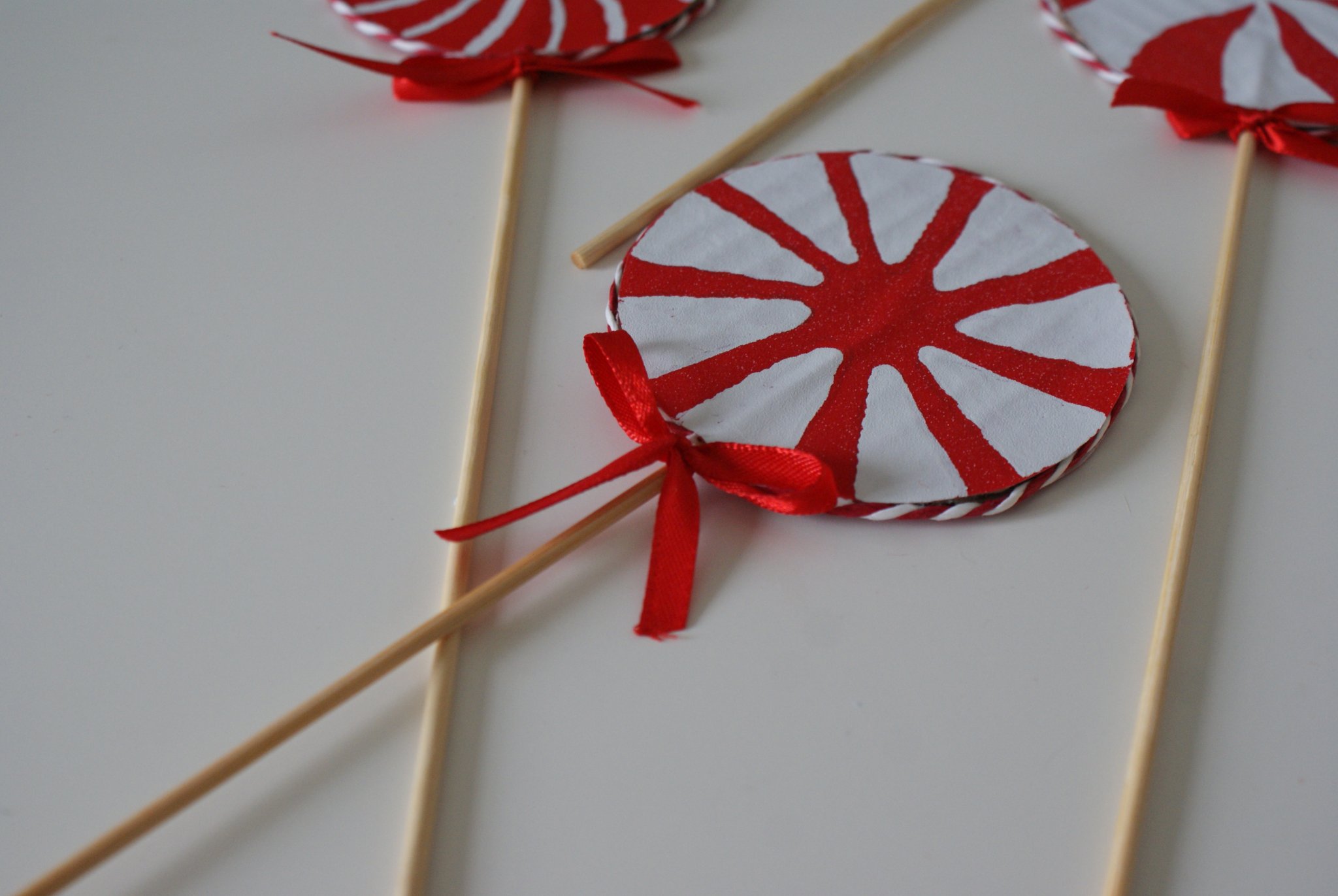 3pcs Flower Lollipop Decorative Cardboard Creative Small Red